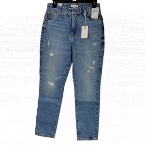 Good American Jeans sz 0 Grunge Distressed High Rise 25x28 Indigo046 $169 NWT
